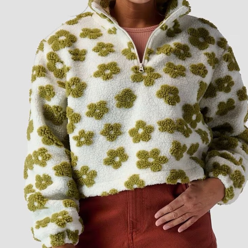 Stoic Printed Mid Pile Fleece 1/4 Zip Pullover- Daisy Print